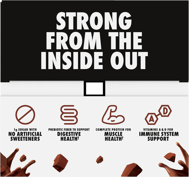 Oikos Protein Shake, Chocolate, 30g High Protein Drinks, Shelf Stable, Ready to Drink, 5g Prebiotic Fiber, 12 fl oz Bottle, 12 Count​