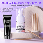 Makartt Nail Glue and Remover Kit: Super Strong Solid Gel for Press on Tips, 30ml Glues Remover for Easy Polish Removal, Nails Art Supplies for Salon and Home Use