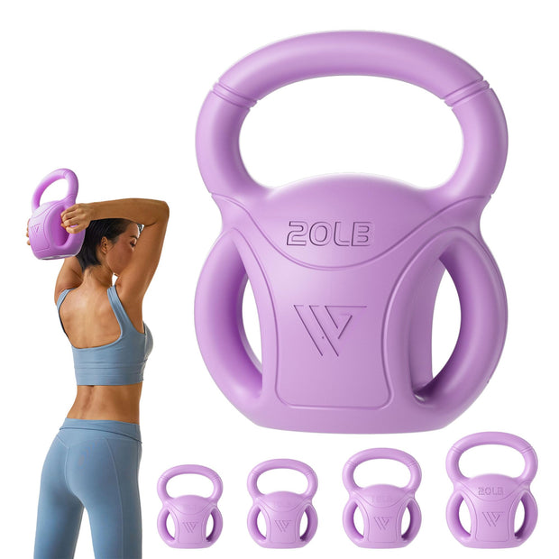 RUNWE 3 Handle Kettlebells Weight - Weight for Women Options 5, 10, 15 and 20 LB for Russian Twists AB Exercise, Weightlifting and Core Fitness Exercise Home Gym [Single in Sold]