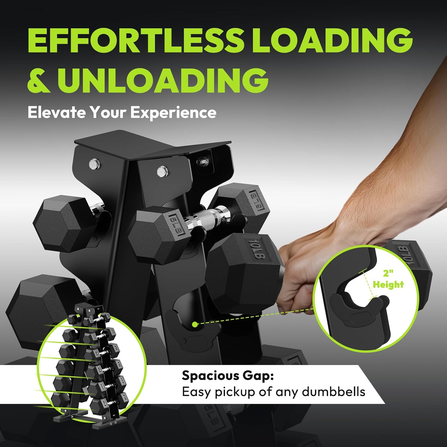 Hex Dumbbell Sets with Rack, 75-300 lb Rubber Encased Dumbbells for Strength Training, Exercise, and Fitness, Home Gym Weight Set with Rack