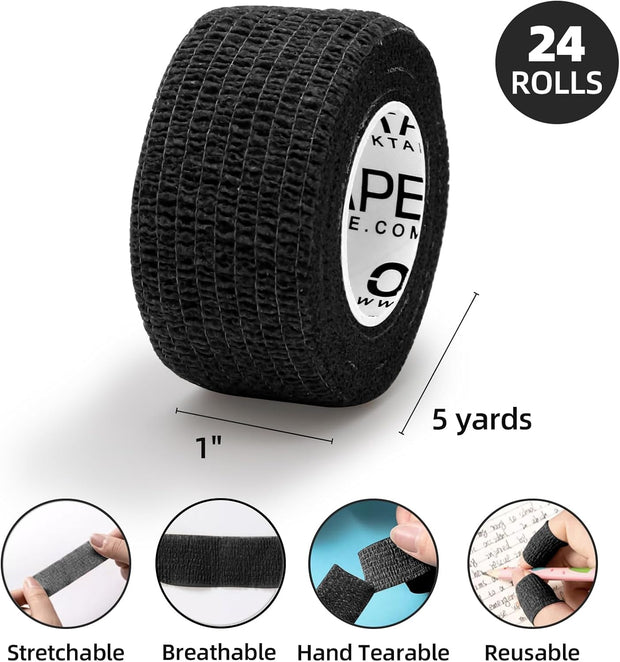 OK TAPE Self Adherent Cohesive Bandages Wrap - 12Packs, 2" x 5 Yards, Non-Woven Self Adhesive Bandage Wrap for Thumb, Finger, Wrist, Ankle, Vet Wrap Bandages Tape (Mixed Colors)