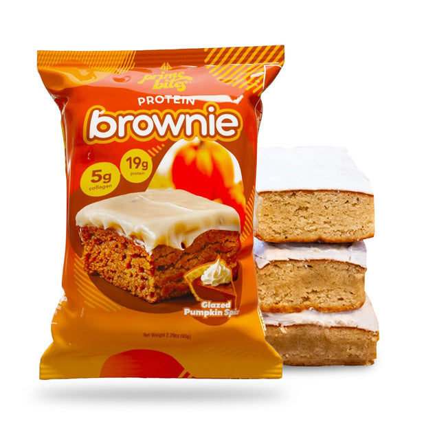 Prime Bites Protein Brownie from Alpha Prime Supplements | High Protein, Collagen Fortified Low Sugar Treat | Delicious Snack | 12 Bars per Box (Chocolate Flavors Variety)