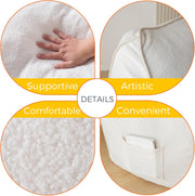 MAXYOYO Giant Bean Bag Chair for Adults, Stuffed Living Room Bean Bag Chair with Armrest, Large Fluffy Bean Bag Sofa with Filler, Accent Chair Sofa Floor Chair with Pocket for Dorm Reading, Beige