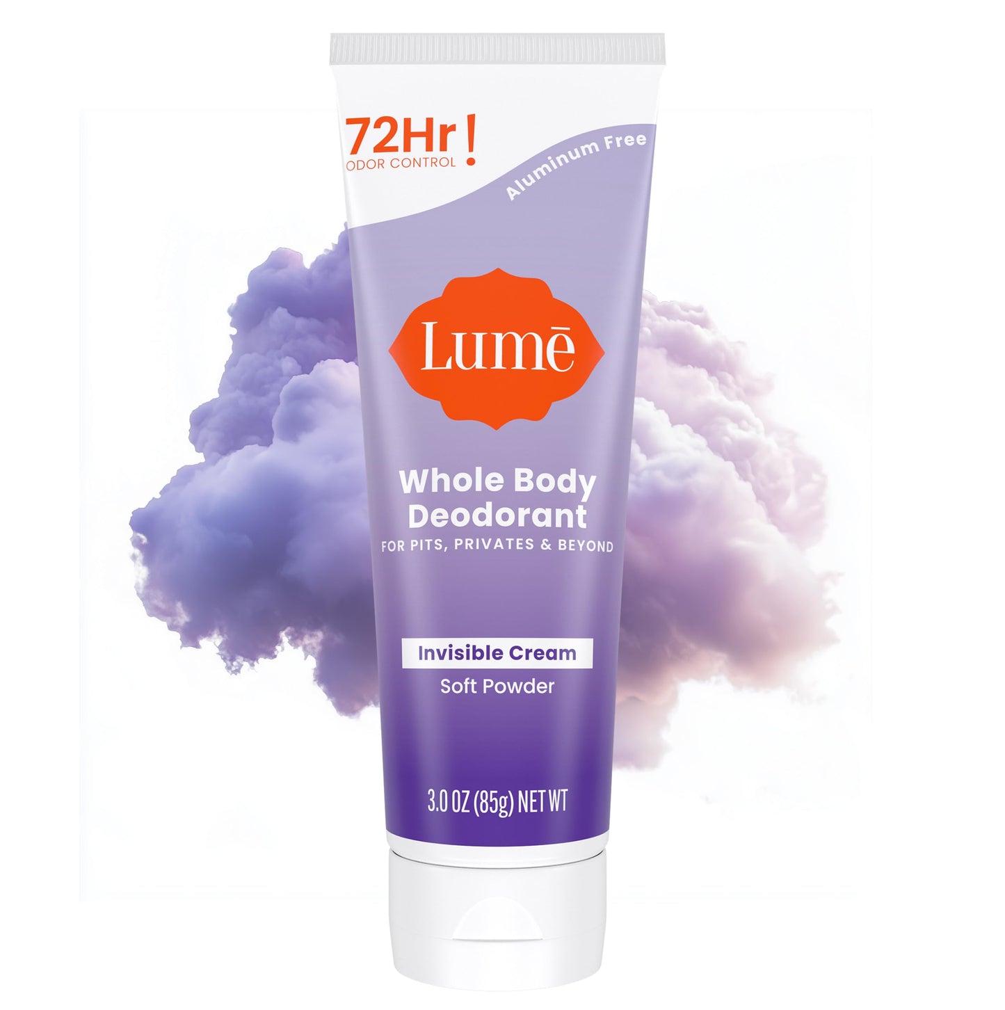 Lume Whole Body Deodorant - Invisible Cream Tube - 72 Hour Odor Control - Aluminum Free, Baking Soda Free, Skin Safe - 3.0 ounce (Toasted Coconut)