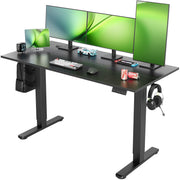 Seang Electric Standing Desk Adjustable Height, 40 x 24 Inch Sit Stand Desk with T-Shaped Frame, 3 Memory Presets & Cable Management for Home Office Computer Workstation, Black Frame/Black Top