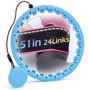 Weighted Hula Circle for Adults Weight Loss, Infinity Fitness Hoop Plus Size 51 Inch with Sweat Belt, Include 27 Detachable Links and Waist Trainer for Women