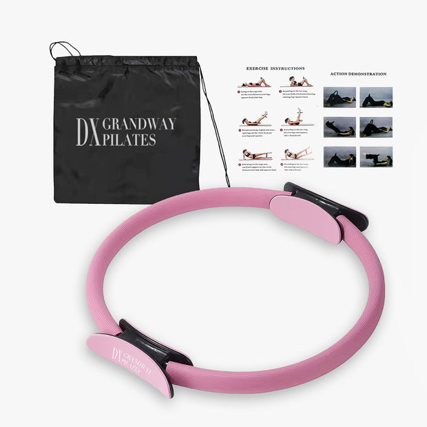 Premium Pilates Ring Fitness Circle - Lightweight Durable Foam Padded Handles, Flexible Resistance Exercise Equipment for Toning Arms, Thighs, Legs & Core