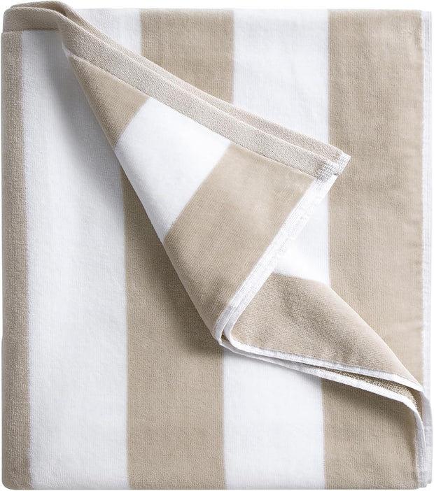 LULUHOME Large Oversized Beach Towel - Big Cotton 36 x 70 Inch Striped Pool Towel, Large Cabana Soft Swimming Towel for Adult Men Women,Chiffon