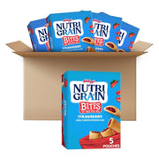 Nutri-Grain Bites Mini Breakfast Bars, Made with Real Fruit and Whole Grains, Kids Lunch Snacks, Strawberry, 32.5oz Case (5 Boxes)