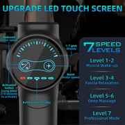 YANRAN Deep Tissue Massage Gun Portable, Percussion Massage Gun with 7 Levels & 6 Massage Heads, Electric Massager for Muscles Pain Relief, Gifts for Men Women Athletes for Sports and Relaxation