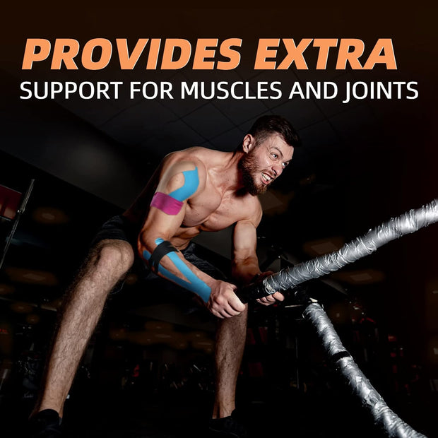 OK TAPE Kinesiology Tape, Regular Original Cotton Elastic Athletic Tape for Support and Recovery, Sports Tape, 2in×16.4ft Uncut Roll - Pink