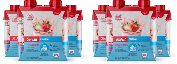 SlimFast Meal Replacement Shake, Original Cappuccino Delight, No Added Sugar, Meal Replacement Shakes, 10g Ready to Drink Protein, 5g Fiber, 25 Vitamins and Minerals, 11 Fl. Oz, 12 Count