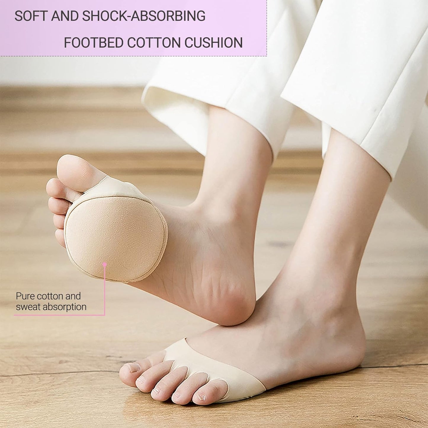 Ball of Foot Cushions (5 Pairs) - Metatarsal Pads for Women & Men, Soft Forefoot Pads for Ball of Feet, Reusable, Breathable, Prevent Pain & Discomfort