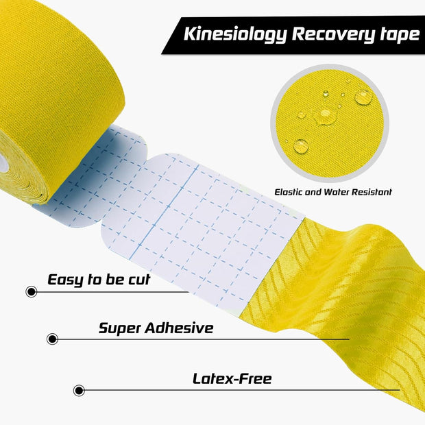Kinesiology Tape Precut 3 Rolls, Athletic Sports Tape for Muscle Joints Support, 60 Strips for Knee Ankle Shoulder Wrist, Latex Free and Water Resistant, Pink