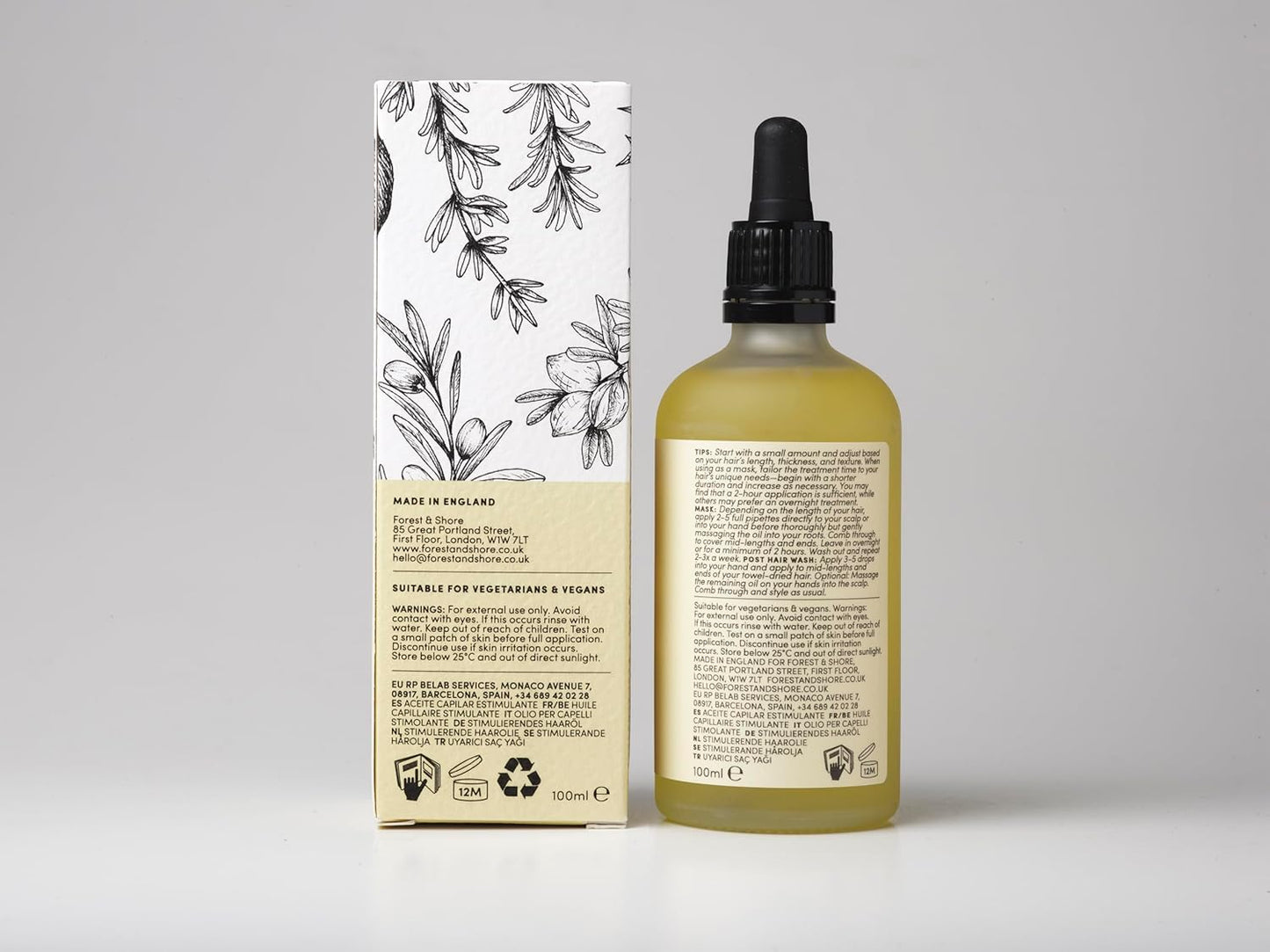 Forest & Shore Hair Growth Oil, 100% Natural, with Caffeine, Biotin, Castor , Argan & Rosemary, Effective Serum for Damaged Hair