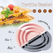 Tortilla Sealer,SELERS,Tacos tortilla crimper Maker Large,Removable & Adjustable 4"-6''-8" Crust,For Burritos,Pasties,Tortilla,Dumplings,Sandwich,Grey Yellow