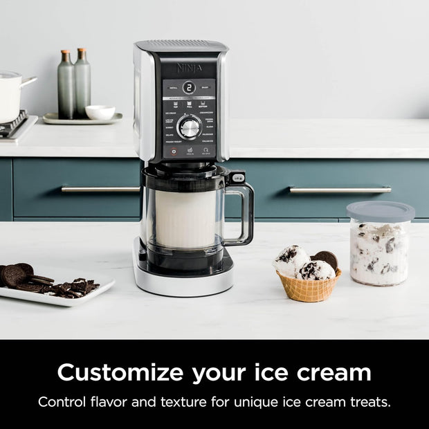 Ninja CREAMi Deluxe Ice Cream & Frozen Treat Maker for Ice Cream, Sorbet, Milkshakes, Frozen Yogurt, & More, 11-in-1, XL Capacity, Silver, Includes (2) Family-Sized 24 oz. Tubs, NC501