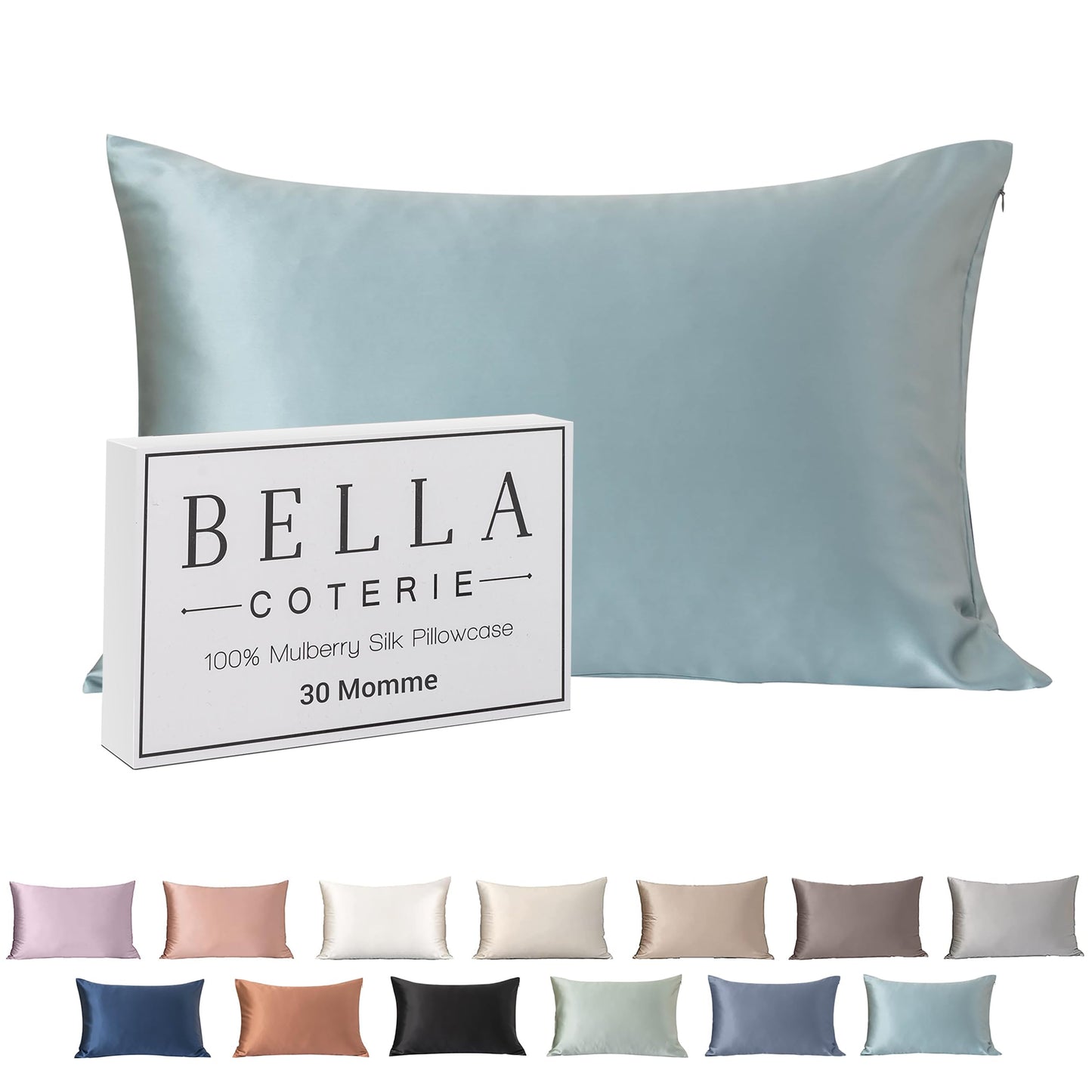 Bella Coterie Luxury Silk Pillowcase for Hair and Skin | 30 Momme | 100% Pure 6A Mulberry Silk | Super Soft | Perfectly Plush [Queen, White]