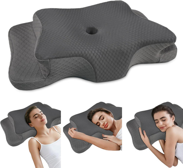 Pain Relief Cervical Pillow for Neck Support,Adjustable Ergonomic Pillow Cozy Sleeping,Odorless Orthopedic Memory Foam Pillows,Contour Bed Pillow for Side Back Stomach Sleeper