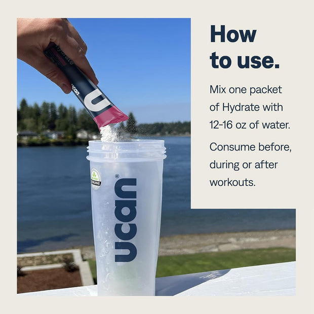 UCAN Hydrate Electrolyte Drink Mix (Pineapple, 12 Stickpacks) Sugar-Free, Keto-Friendly, Vegan, Non-GMO, Gluten-Free Electrolyte Powder with Potassium & Magnesium for Runners & Athletes