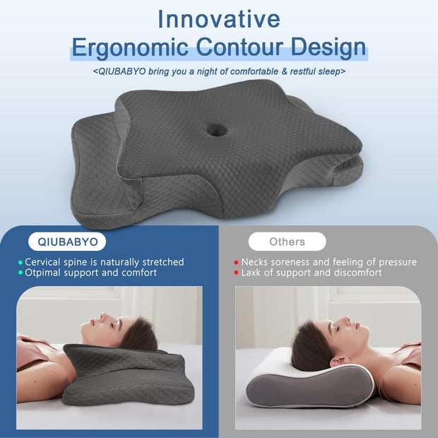 Pain Relief Cervical Pillow for Neck Support,Adjustable Ergonomic Pillow Cozy Sleeping,Odorless Orthopedic Memory Foam Pillows,Contour Bed Pillow for Side Back Stomach Sleeper