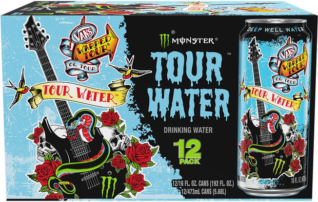 Monster Tour Water by Monster Energy, Deep Well Water, 16oz (Pack of 12)