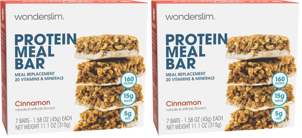 WonderSlim Meal Replacement Protein Bar, Variety Pack, 15g Protein, 20 Vitamins & Minerals (7ct)