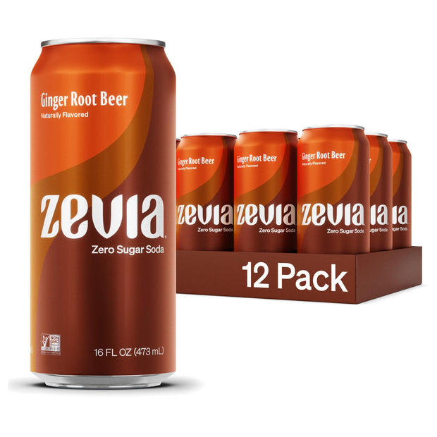 Zevia Zero Sugar Soda, Salted Caramel, 12 oz Cans (6-Pack) – Caffeine Free, Naturally Sweetened, No Calorie Soda - Non-GMO Project Verified, Gluten-Free, Vegan