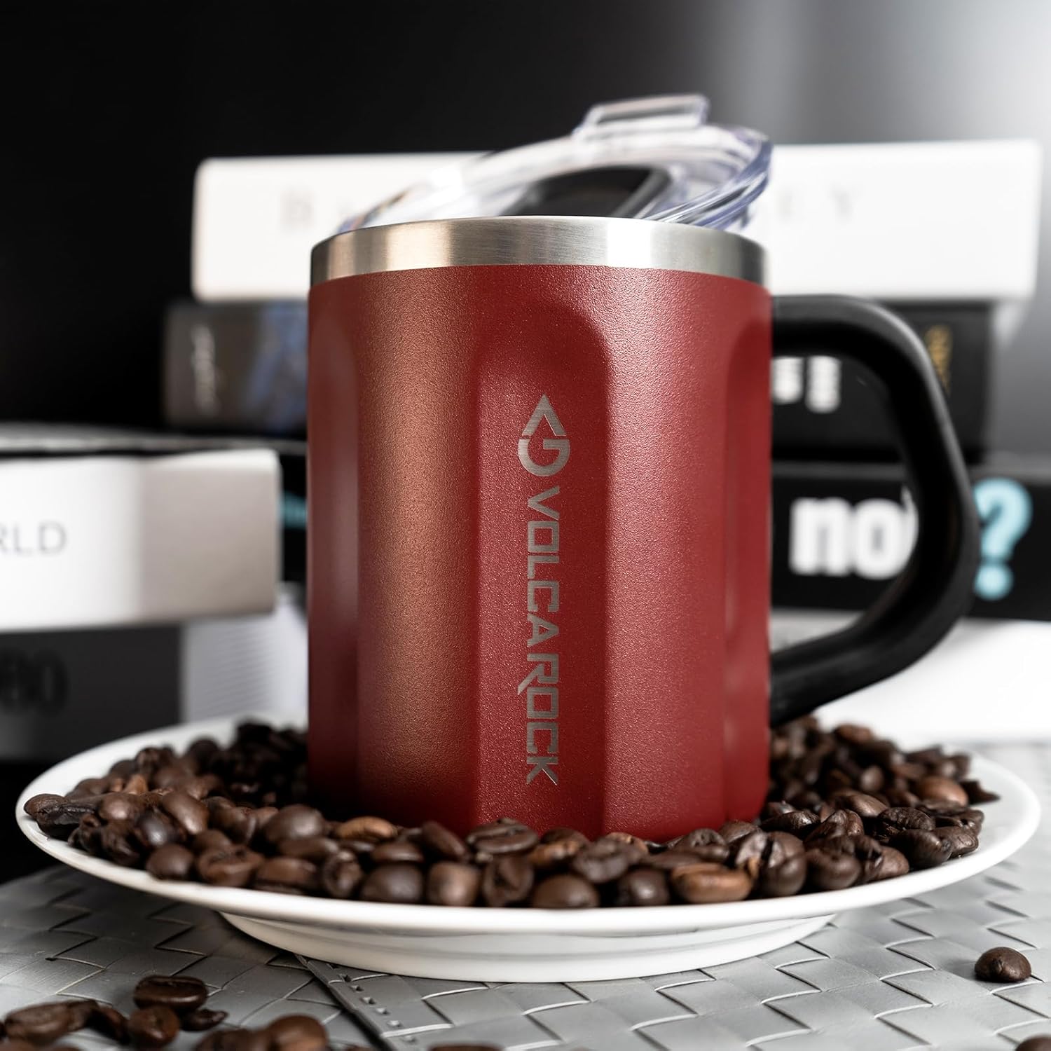 16oz Coffee Mug, Vacuum Insulated Camping Mug with Lid, Double Wall Stainless Steel Travel Tumbler Cup, Coffee Thermos Outdoor, Great for Any Beverage (Brick Red)