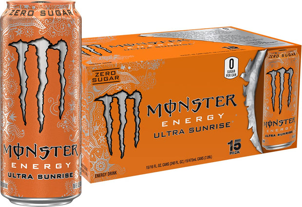 Monster Energy Ultra Violet, Sugar Free Energy Drink, 16 Ounce (Pack of 15)
