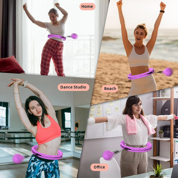 Weighted Hula Infinity Fitness Hoop for Adult Weight Loss, 2 in 1 Smart Fitness Workout Hula Circle Hoops with 28 Detachable Knots, Exercise Fit Hoop Suitable for Women and Beginners