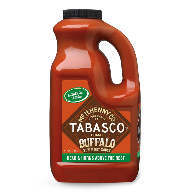 TABASCO Brand Cayenne Garlic Pepper Sauce, Mild Hot Sauce, Bulk Plastic Jug, Smoky & Zesty Blend with Savory Garlic, Perfect for Large Recipes, Great for Italian Dishes & More, 64 Fl Oz (Pack of 1)