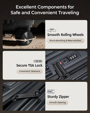 Trunk Luggage, 28 Inch Checked Luggage with Spinner Wheels, Lightweight PC Hard Shell Large Suitcase with TSA Lock, Removable Dividers (Black, 1PC)