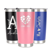 Personalized Tumbler with Picture Name Text Logo, 20oz Stainless Steel Custom Travel Coffee Mug Cup | Birthday Graduation Wedding Appreciation Personalized Gifts for Mom Dad Teacher