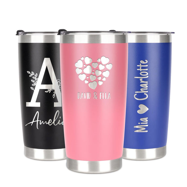 Personalized Tumbler with Picture Name Text Logo, 20oz Stainless Steel Custom Travel Coffee Mug Cup | Birthday Graduation Wedding Appreciation Personalized Gifts for Mom Dad Teacher