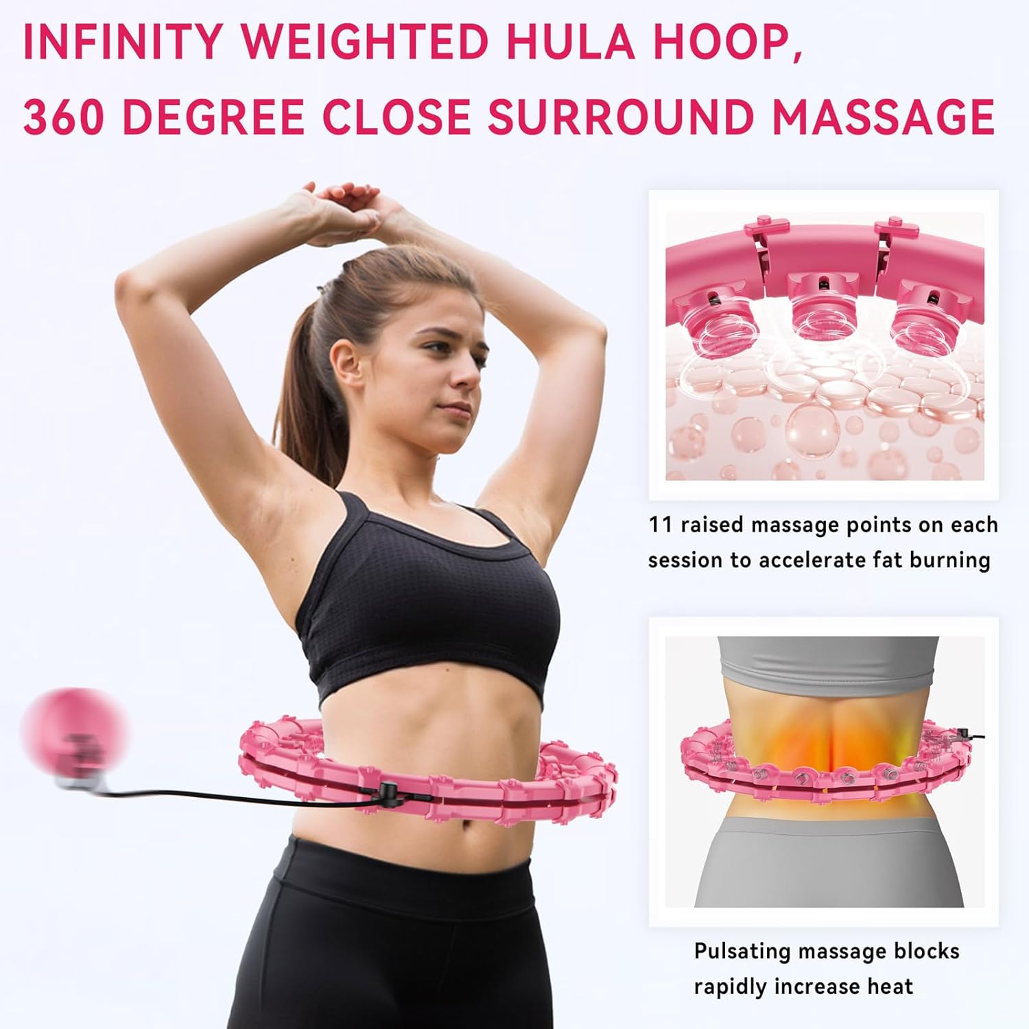 Infinity Weighted Hoop with 32 Links(62 Inch),Weighted Hula Hoop for Adults Weight Loss, Infinity Fitness Hoop Plus Size, for Women Smart Exercise Equipment