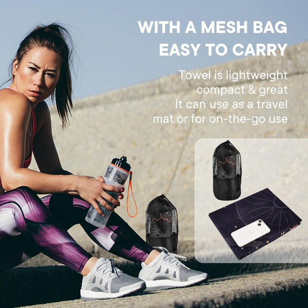 Yoga Towels, Non Slip Hot Yoga Mat Towel with Grip Dots,Super-Absorbent Soft Microfiber Yoga Blanket for Pilates, Fitness and Workout 72inch x 24inch