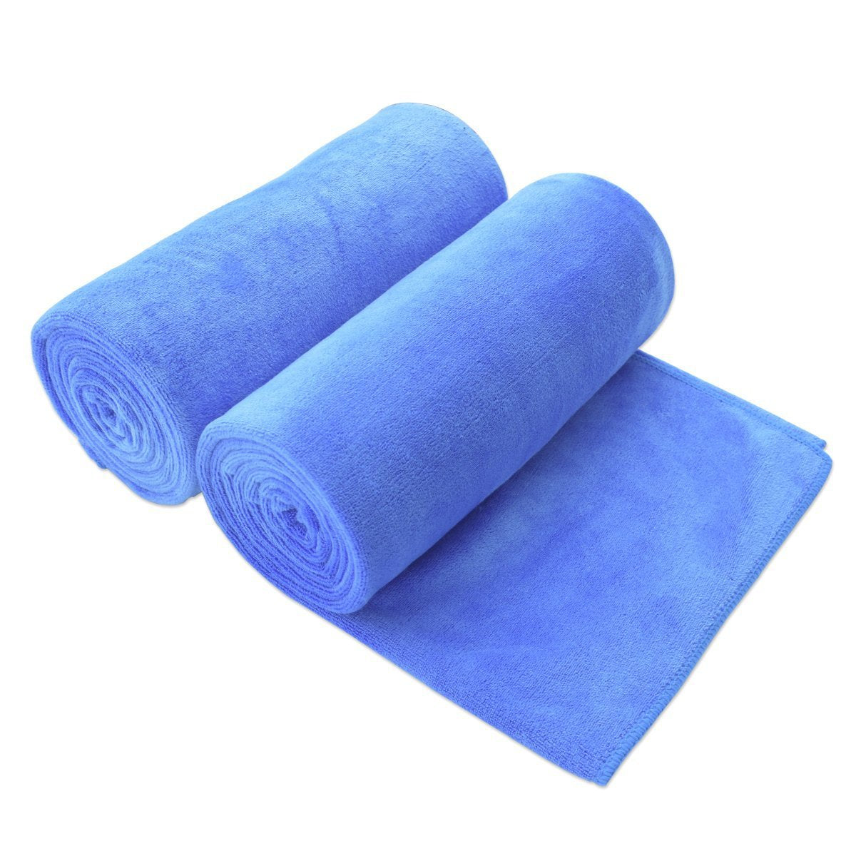 JML Microfiber Bath Towels, Oversized, Ultra Soft, Super Absorbent and Fast Drying, No Fading Large Bathroom Towel Set for Sport, Travel, Fitness, SPA and Yoga (Coral Fleece - Blue, 30 in x 60 in)