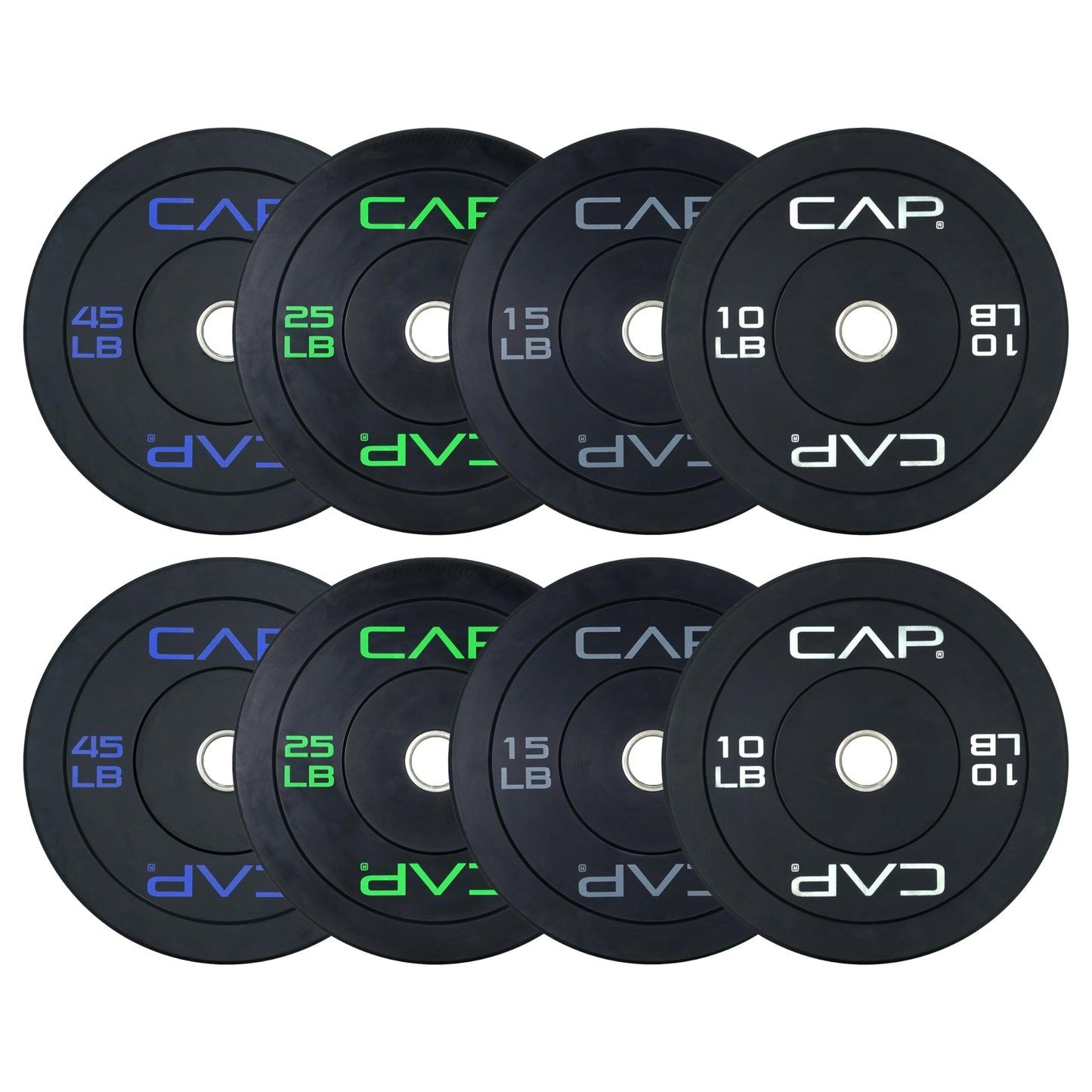 CAP Barbell 2-Inch Olympic Bumper Plate Weight Set | 100-370 lbs | Multiple Options