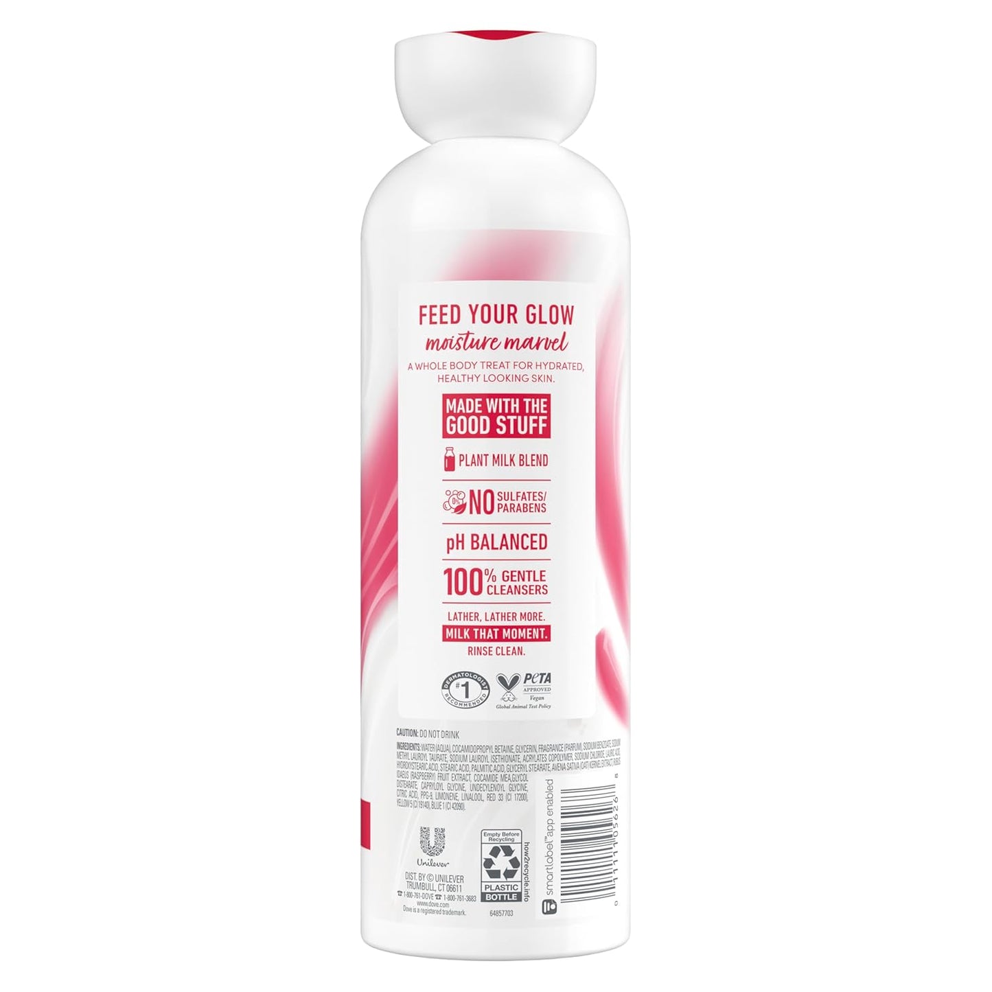 Dove Plant Milk Cleansing Body Wash Oat Milk & Berry Brulee for Moisturized Skin Gentle Cleanser, No Sulfate or Parabens, pH balanced 17.5 fl oz