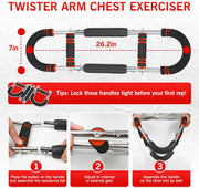 Twister Arm Trainer - Adjustable 60-100lbs Resistance Arm & Chest Workout Equipment for Home Gym Fitness , Arm Strengthener for Men, Power Twister Bar for Biceps, Forearm & Shoulder Training