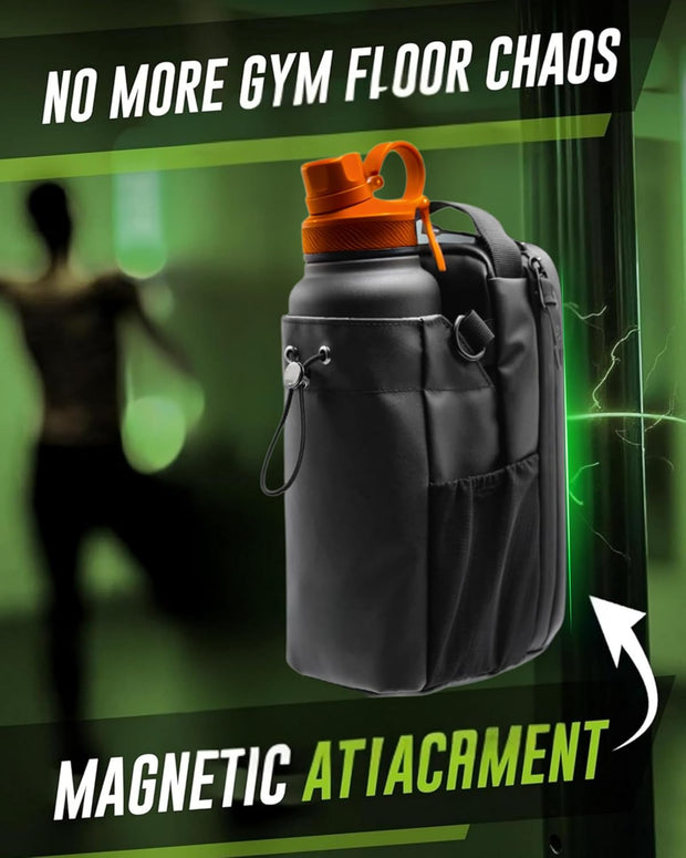 Magnetic Gym Bag – Compact Crossbody Fitness Pouch with Water Bottle Holder – Small Gym Bag for Men & Women – Secure Magnetic Storage & Travel-Friendly Design