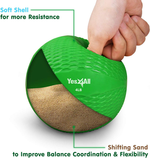 Yes4All Weighted Toning Balls for Exercise, Soft Medicine Balls for Exercise, Pilates, Yoga, Balance, Flexibility, 2-10lbs