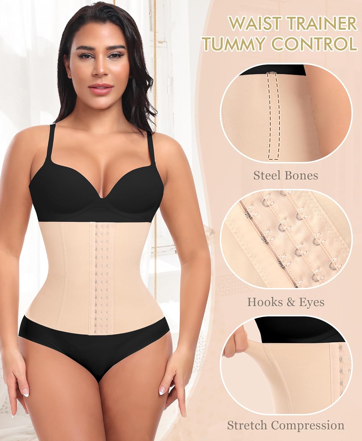 Ganado Waist Trainer for Women Corset Shapewear Tummy Control Waist Cincher Underbust Postpartum Girdle Body Shaper