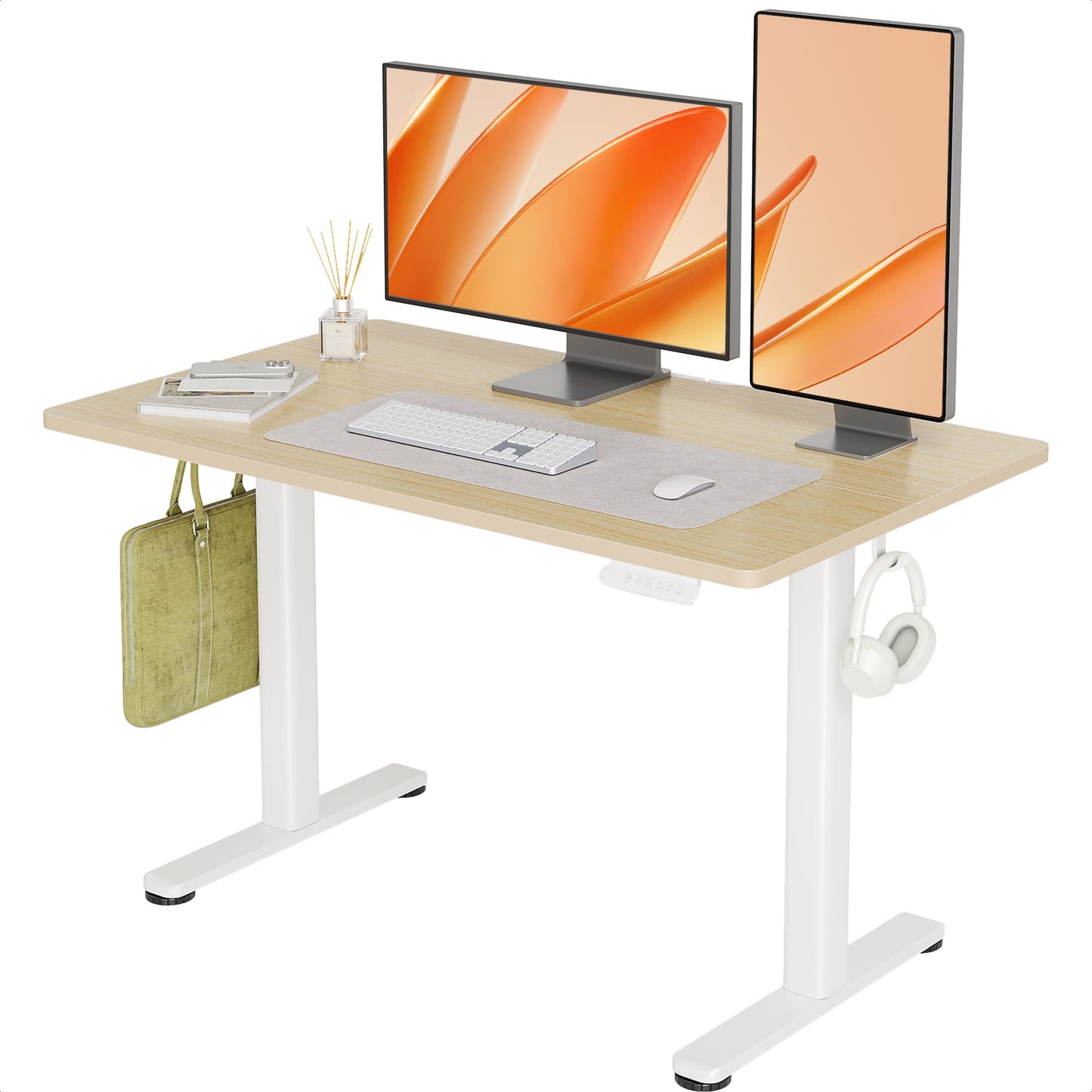 INNOVAR Electric Standing Desk, Adjustable Height Stand up Desks, 48 x 24 Inches Sit Stand up Desk for Home Office Computing, 3-Preset Memory Height Ergonomic Rising Desks, Black