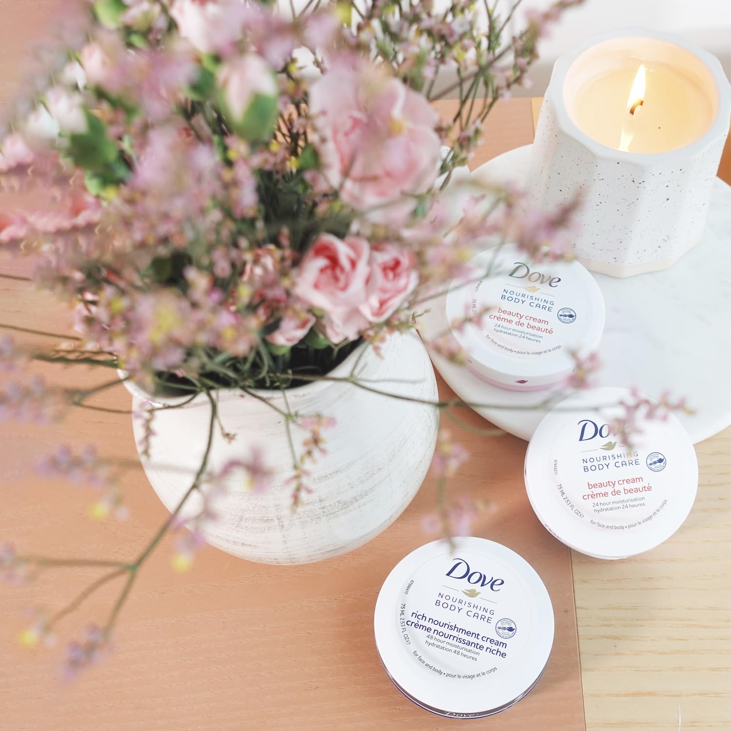 Dove Lotion, Beauty Cream - Light, Fast-Absorbing Face and Body Cream for Normal to Dry Skin, 24-Hour Moisture, Travel Size, 2.53 Fl Oz (Pack of 12)