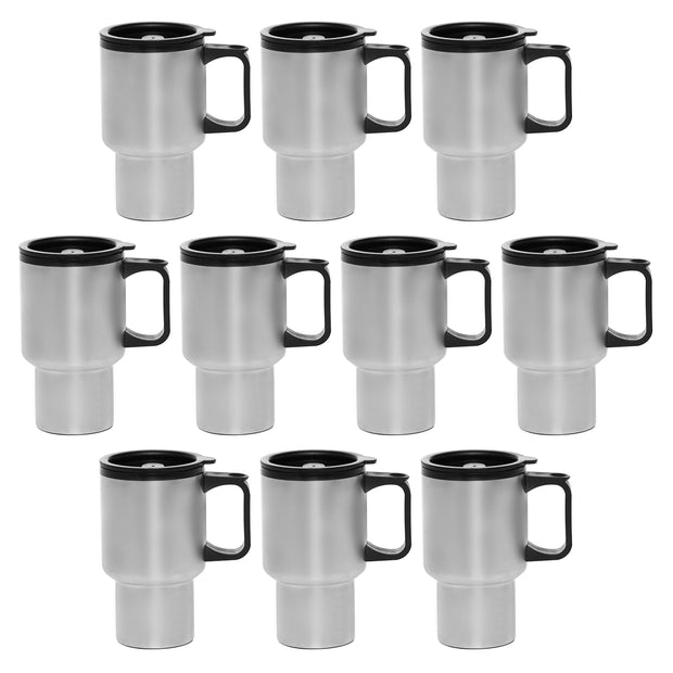 Personalized 14oz Travel Mugs Stainless Steel - 10 Pack - Custom Text, Logo - Stainless Steel