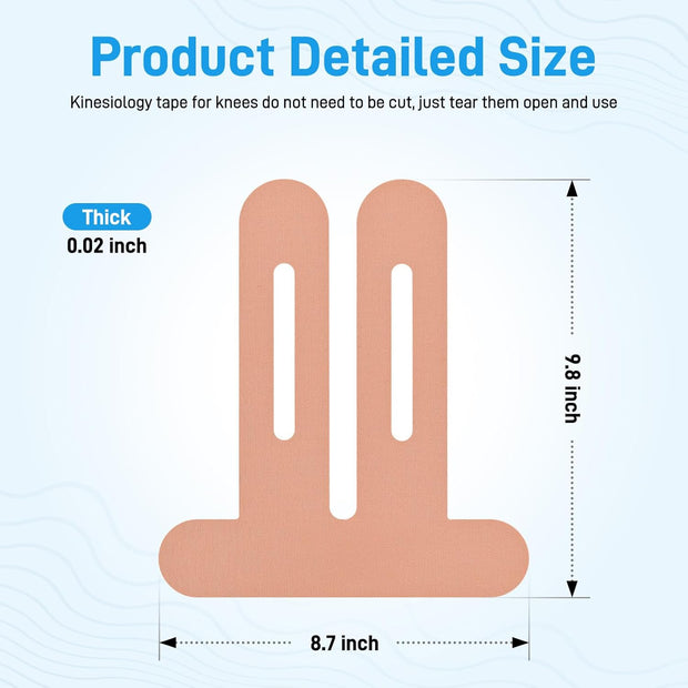 Kinesiology Tape for Knees, 10 Count Knee Tape for Knee Pain Relief Pre Cut, Latex Free Knee Tape, Support Muscles and Joints, Knee Kinesiology Tape Pre Cut, Waterproof and Elastic (Black)