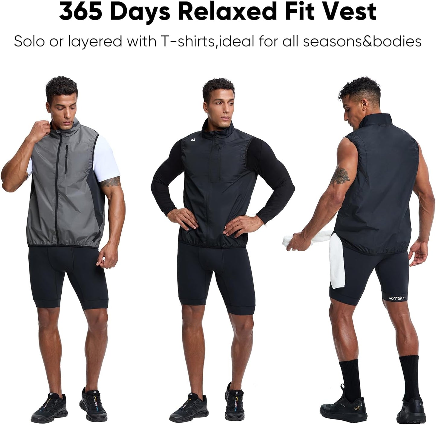 HOTSUIT Sauna Shirt for Men Sweat Exercise Vest Sauna Jacket Suit Anti-Rip Heat Trapping Tank Top Full Zipper