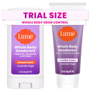 Lume Whole Body Deodorant - Invisible Cream + Solid Stick Mini Bundle - 72 Hour Odor Control - Aluminum & Baking Soda Free, Skin Loving - 0.5 Ounce Each - Travel, Trial Size Minis (Clean Tangerine)